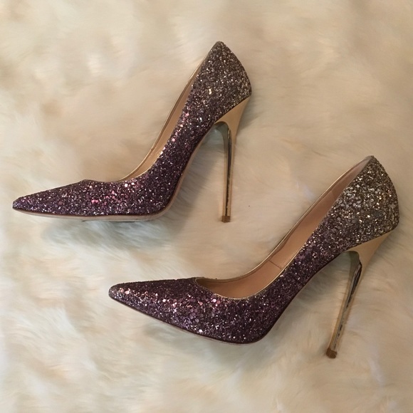 Beautiful Authentic JIMMY CHOO Rose Pink Champagne Glitter Ombré Pump SHOES 37.5 - Picture 6 of 9